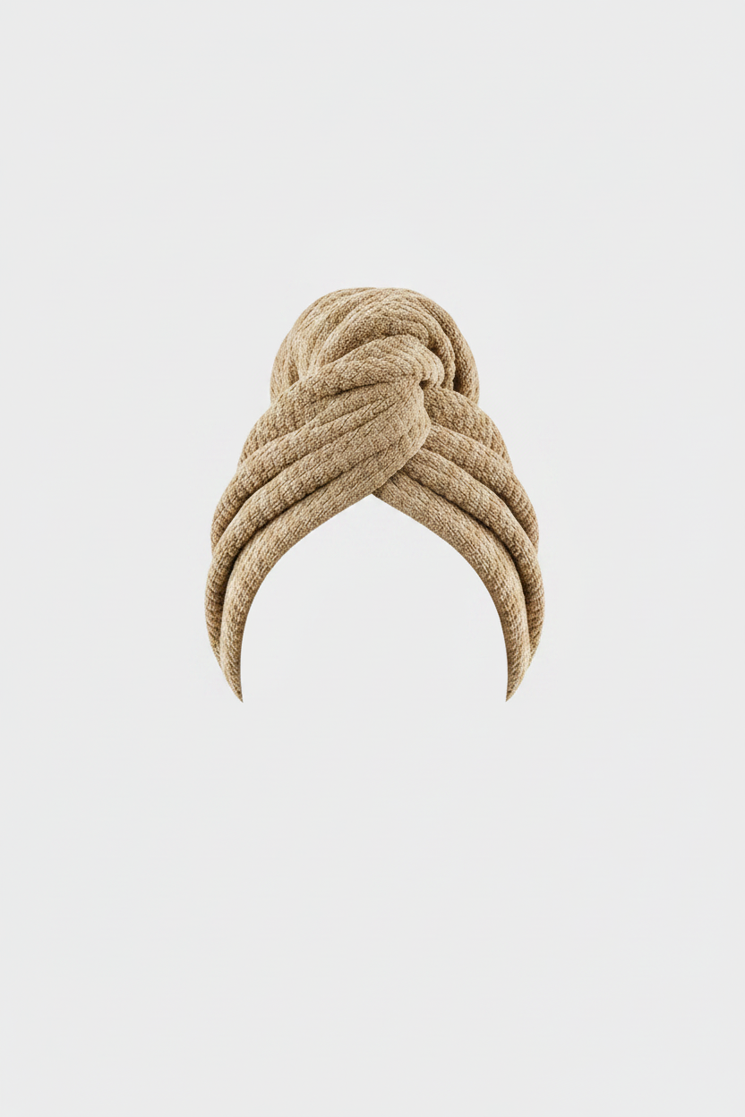 Khaki Hair Towel - Correct Color Front