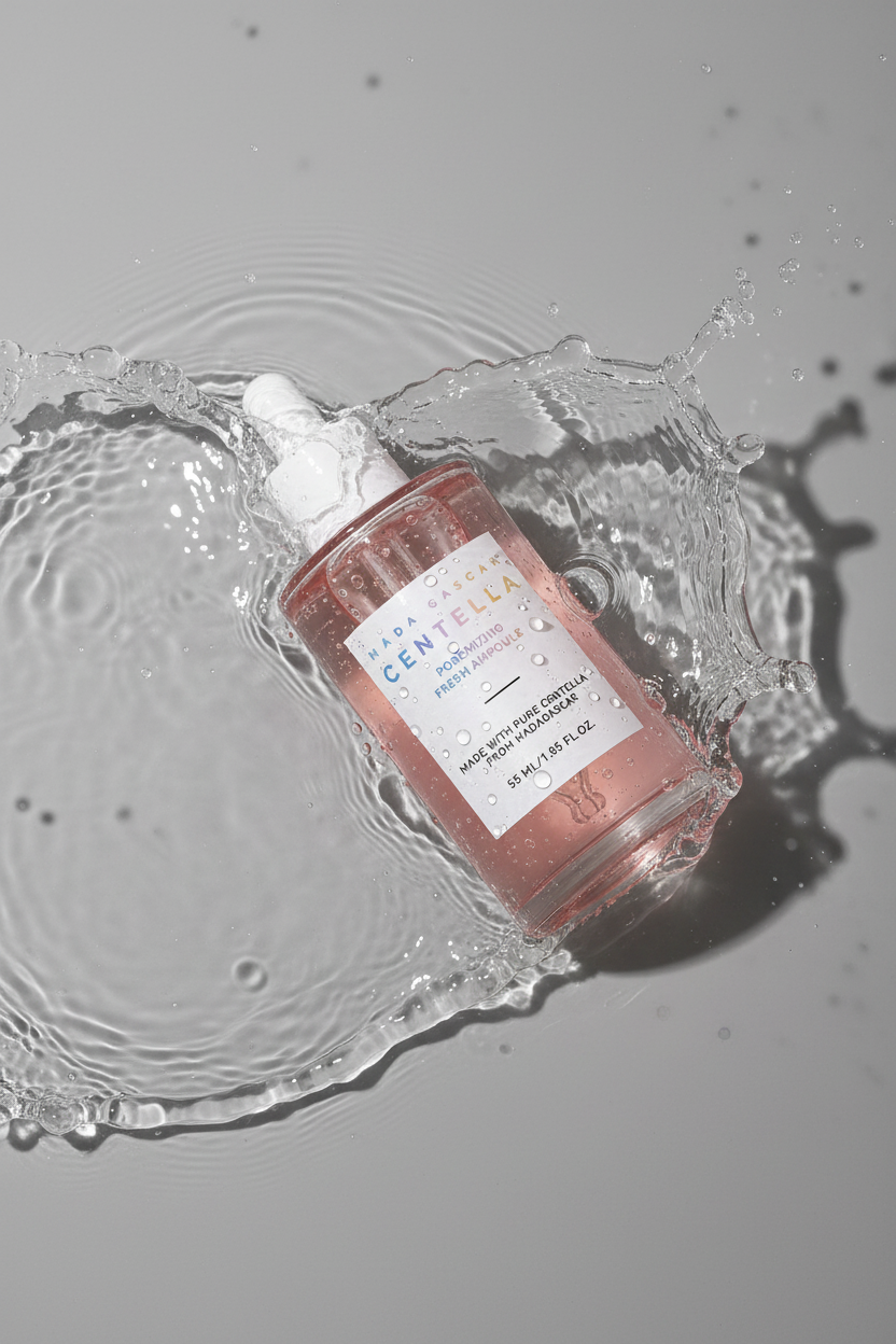 Water splash flat lay